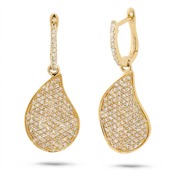 0.83ct 14k Yellow Gold Diamond Pave Earrings
