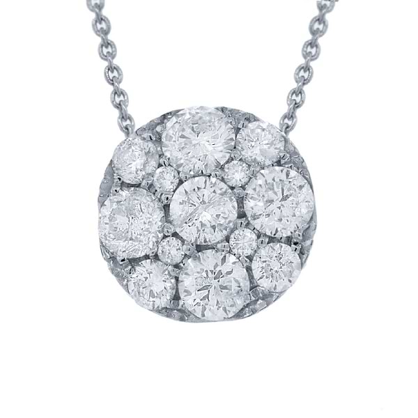 1.15ct 14k White Gold Diamond Cluster Necklace