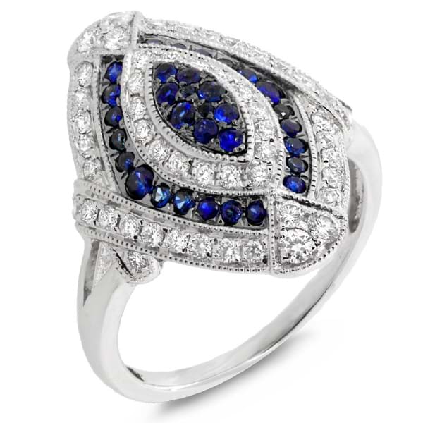 0.59ct Diamond & 0.41ct Blue Sapphire 14k White Gold Ring