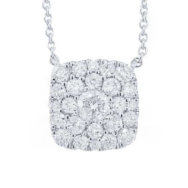 0.55ct 14k White Gold Diamond Cluster Necklace