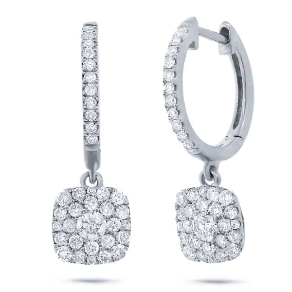 1.20ct 14k White Gold Diamond Cluster Earrings