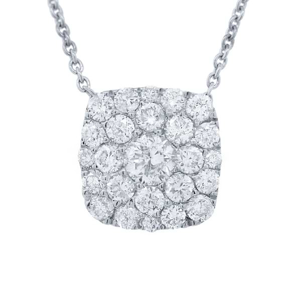 1.10ct 14k White Gold Diamond Cluster Necklace
