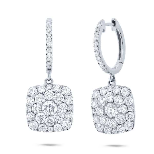 2.10ct 14k White Gold Diamond Cluster Earrings