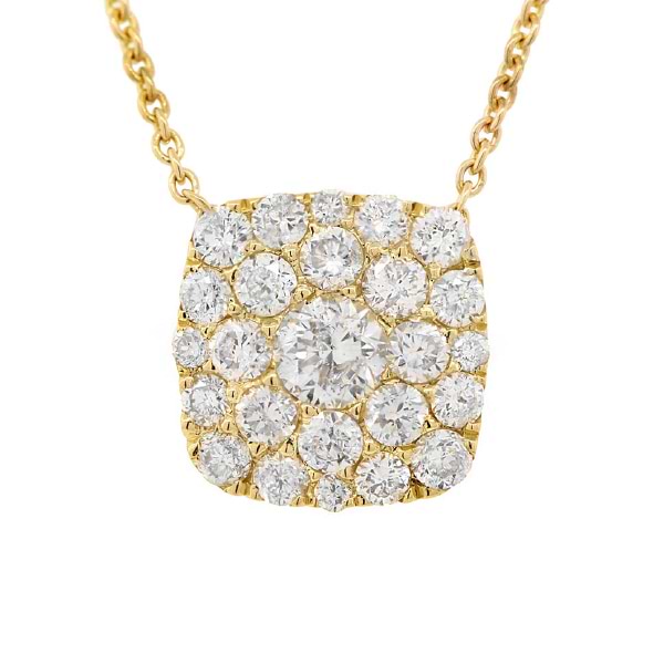 0.55ct 14k Yellow Gold Diamond Cluster Necklace