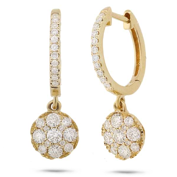 0.65ct 14k Yellow Gold Diamond Cluster Earrings
