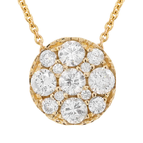 0.55ct 14k Yellow Gold Diamond Cluster Necklace