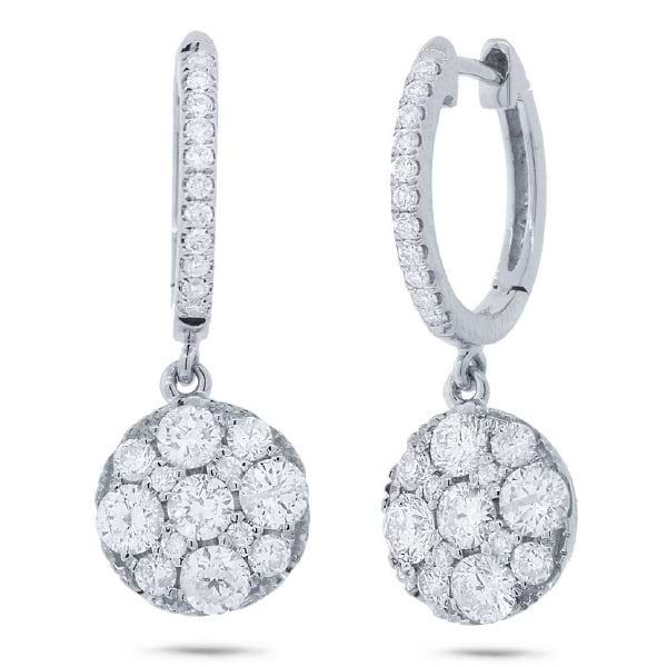 1.30ct 14k White Gold Diamond Cluster Earrings