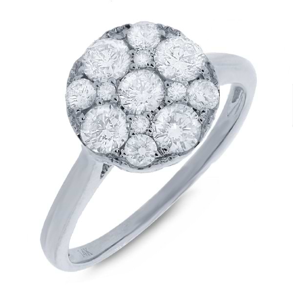 1.10ct 14k White Gold Diamond Cluster Lady's Ring