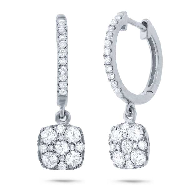 0.70ct 14k White Gold Diamond Cluster Earrings
