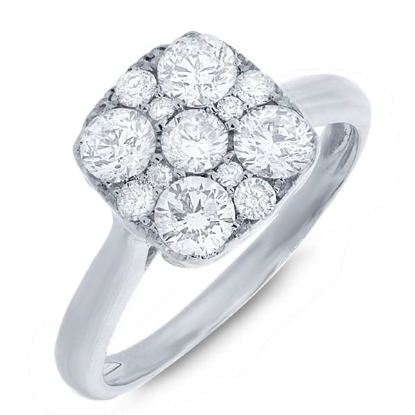1.20ct 14k White Gold Diamond Cluster Lady's Ring