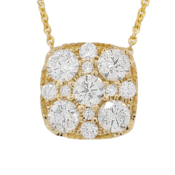 1.00ct 14k Yellow Gold Diamond Cluster Necklace