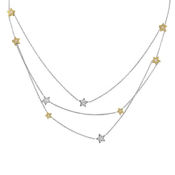0.41ct 14k Two-tone Gold Diamond Star Necklace