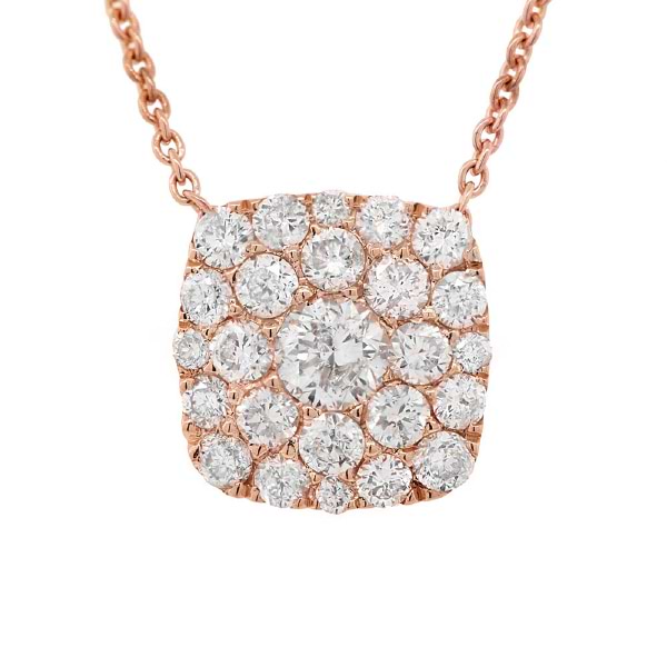 0.55ct 14k Rose Gold Diamond Cluster Necklace