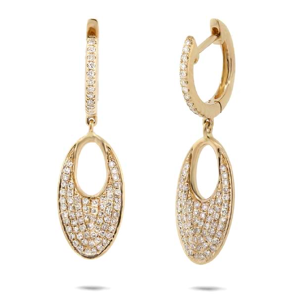 0.43ct 14k Yellow Gold Diamond Pave Earrings