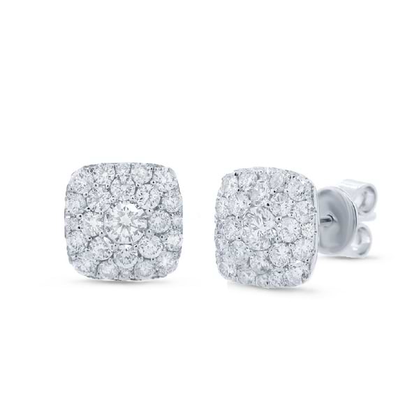 1.02ct 14k White Gold Diamond Cluster Earrings