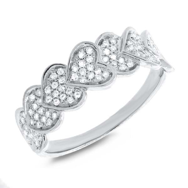 0.30ct 14k White Gold Diamond Pave Heart Lady's Ring