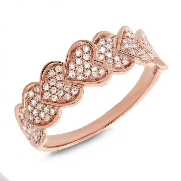 0.30ct 14k Rose Gold Diamond Pave Heart Lady's Ring