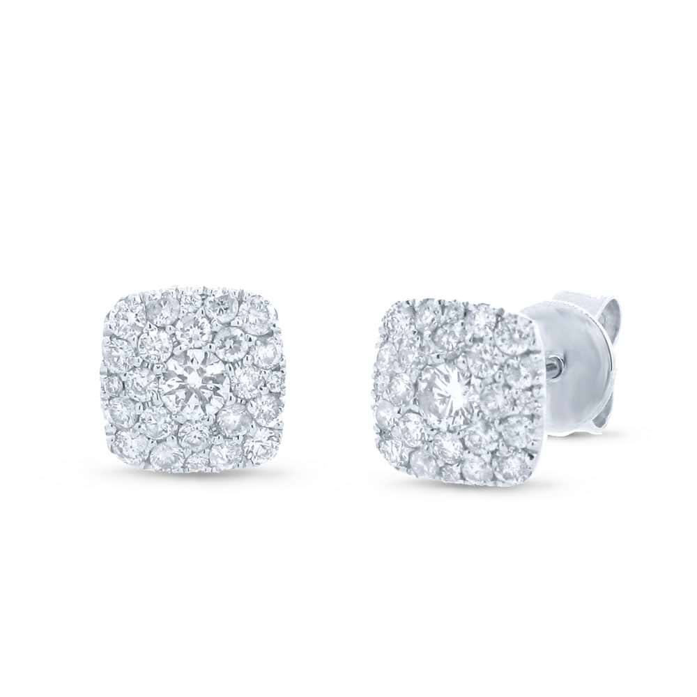 0.53ct 14k White Gold Diamond Cluster Earrings