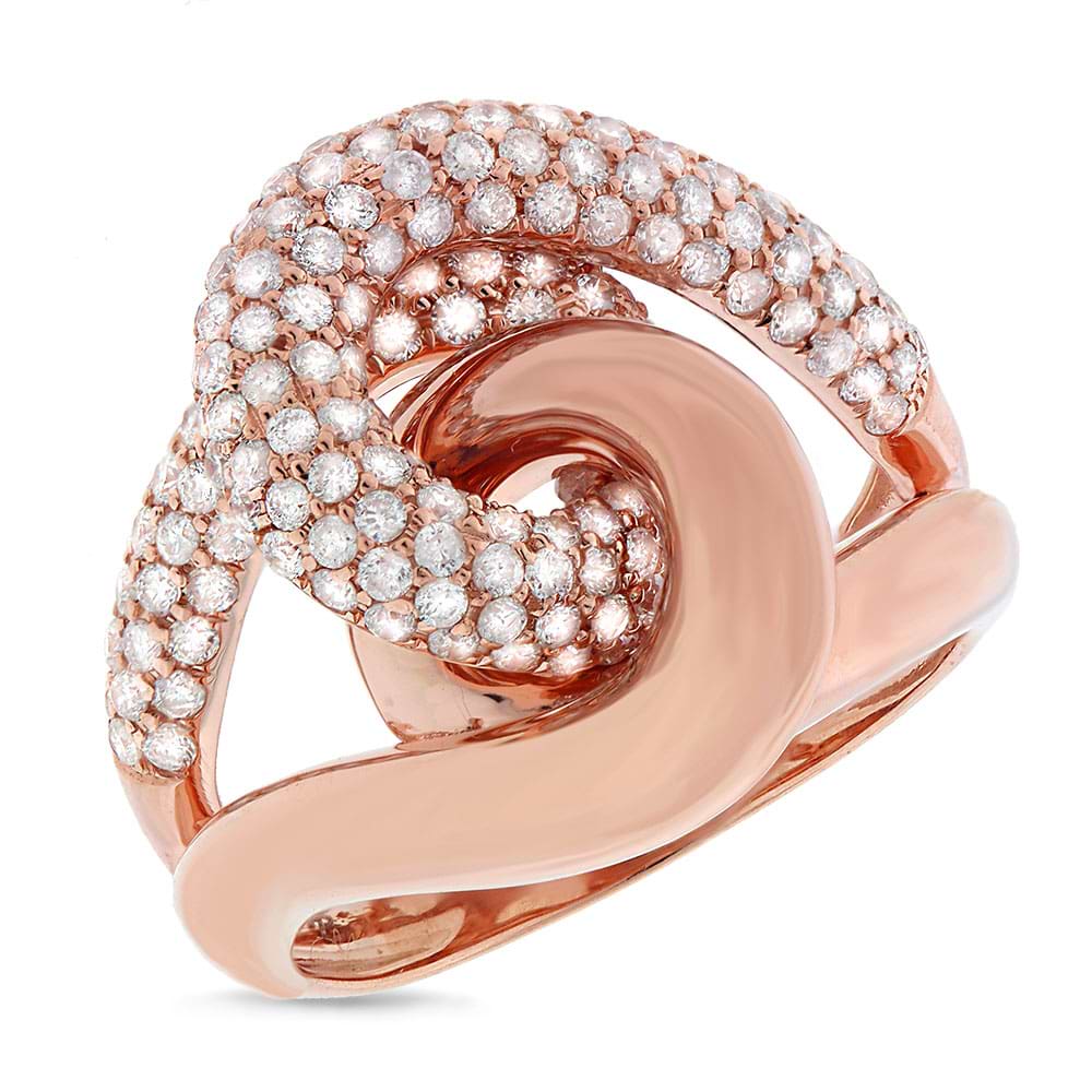 1.52ct 14k Rose Gold Diamond Knot Ring