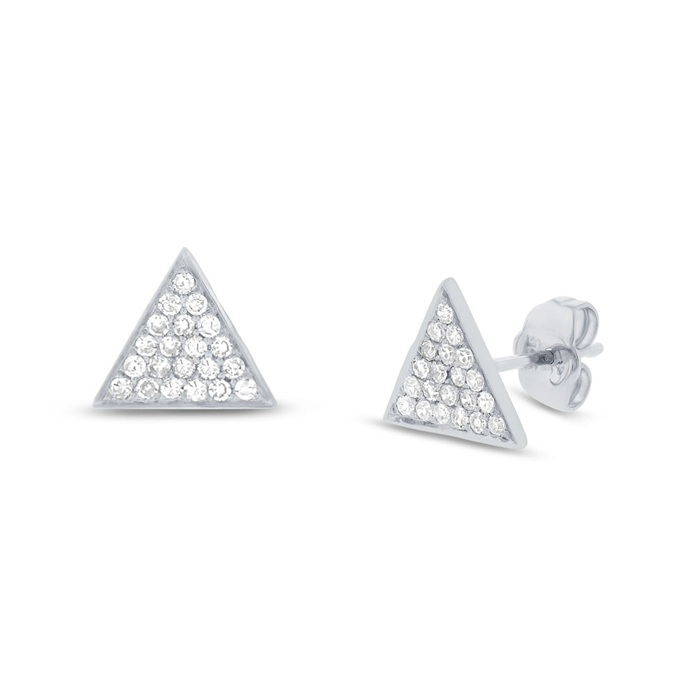0.31ct 14k White Gold Diamond Pave Triangle Earrings