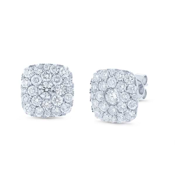 1.95ct 14k White Gold Diamond Cluster Earrings