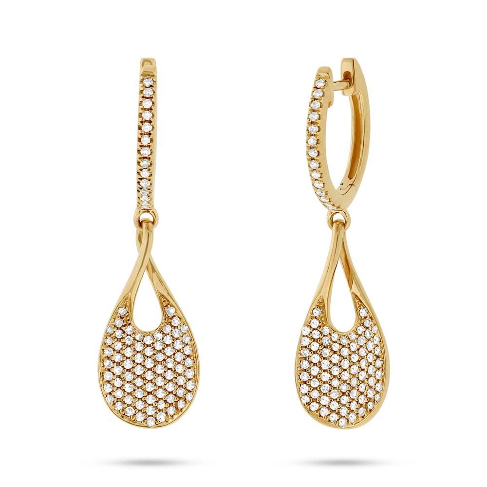0.53ct 14k Yellow Gold Diamond Pave Earrings