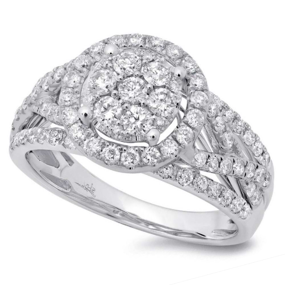 1.02ct 14k White Gold Diamond Lady's Cluster Ring