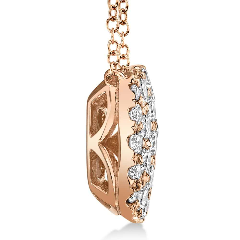 Diamond Pave Square Pendant Necklace 14k Rose Gold 053ct Az15600 4431