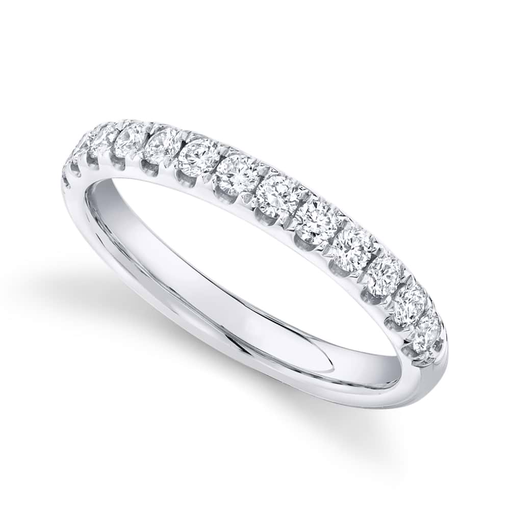 Diamond Accented Half Eternity Wedding Band 14k White Gold (0.55ct)