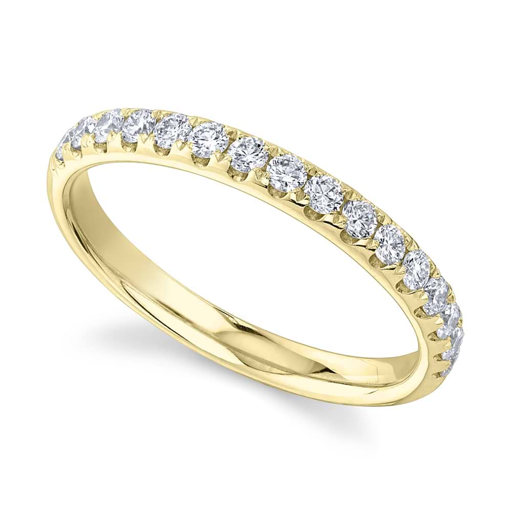 Diamond Accented Half Eternity Wedding Band 14k Yellow Gold (0.40ct)
