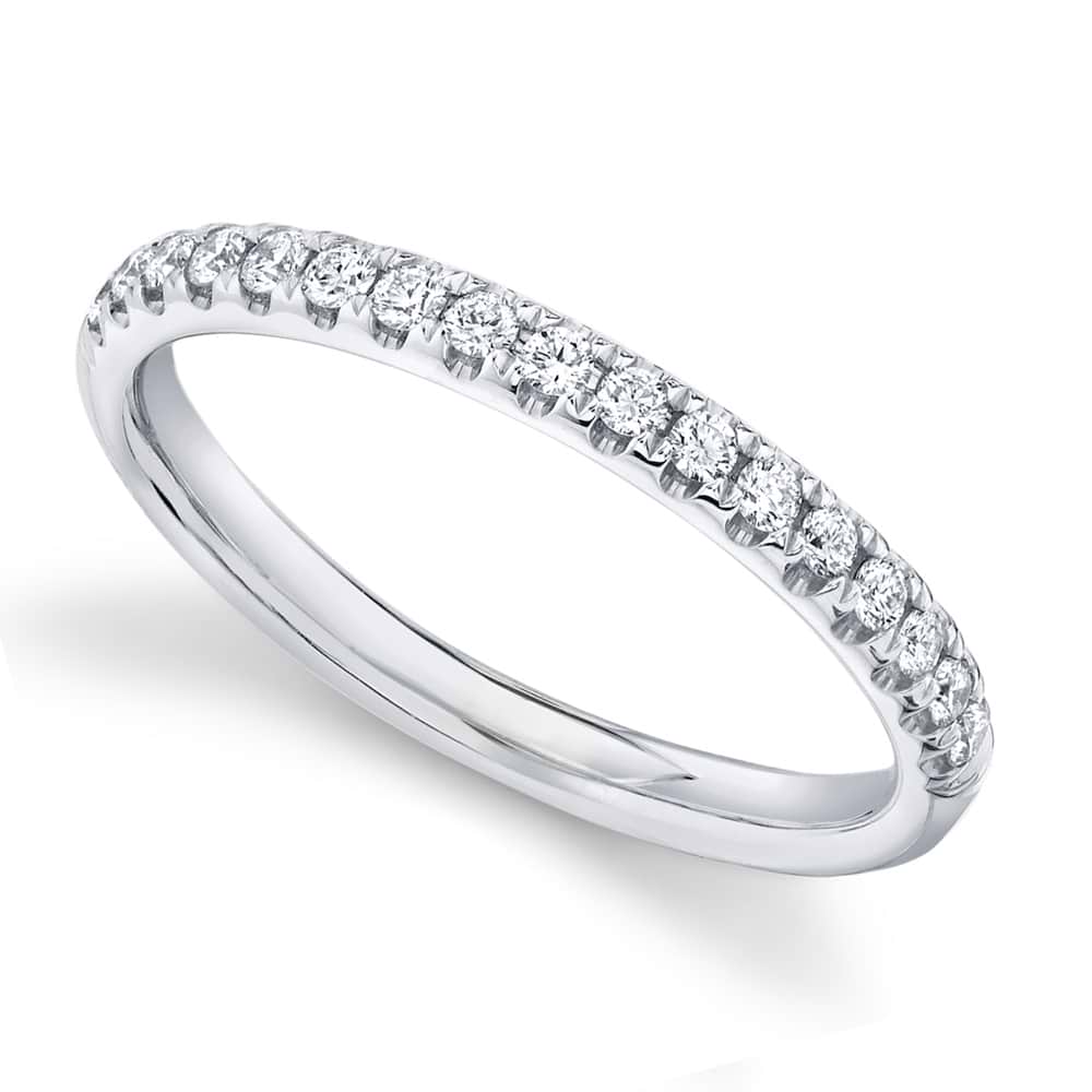 Diamond Accented Half Eternity Wedding Band 14k White Gold (0.25ct)