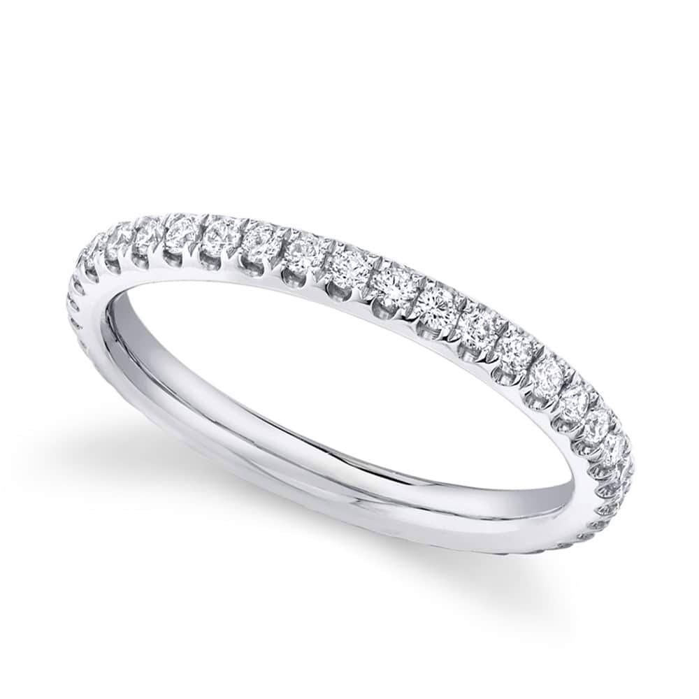 Diamond Accented Half Eternity Wedding Band 14k White Gold (0.58ct)