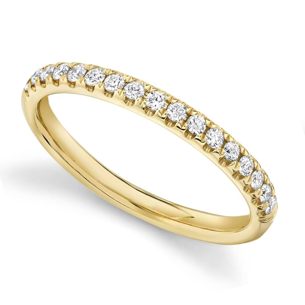 Diamond Accented Half Eternity Wedding Band 14k Yellow Gold (0.25ct)