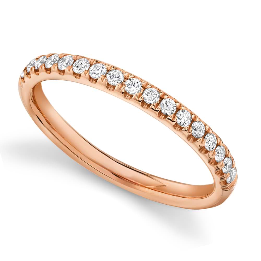 Diamond Accented Half Eternity Wedding Band 14k Rose Gold (0.25ct)