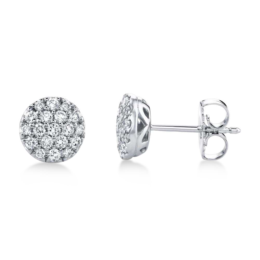 Diamond Pave Circle Stud Earrings 14k White Gold (0.48ct)