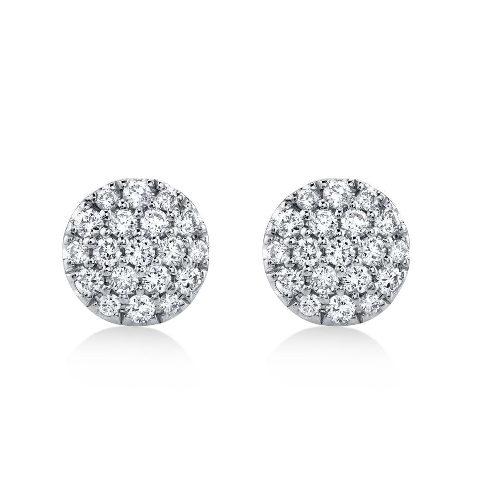 Diamond Pave Circle Stud Earrings 14k White Gold (0.48ct)