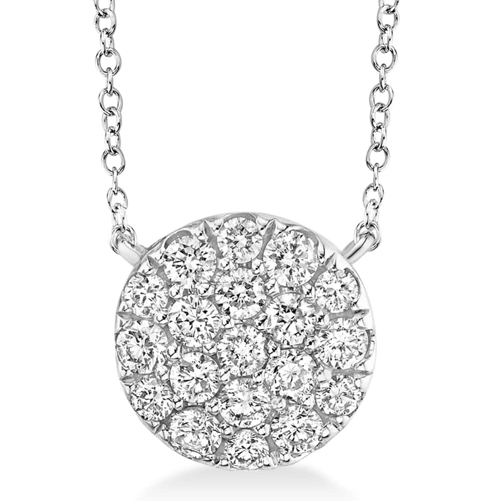Diamond Pave Circle Pendant Necklace 14k White Gold (0.43ct)
