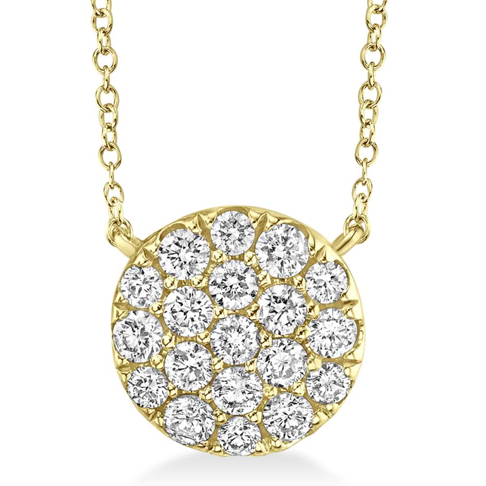 Diamond Pave Circle Pendant Necklace 14k Yellow Gold 0.43ct - AZ15602