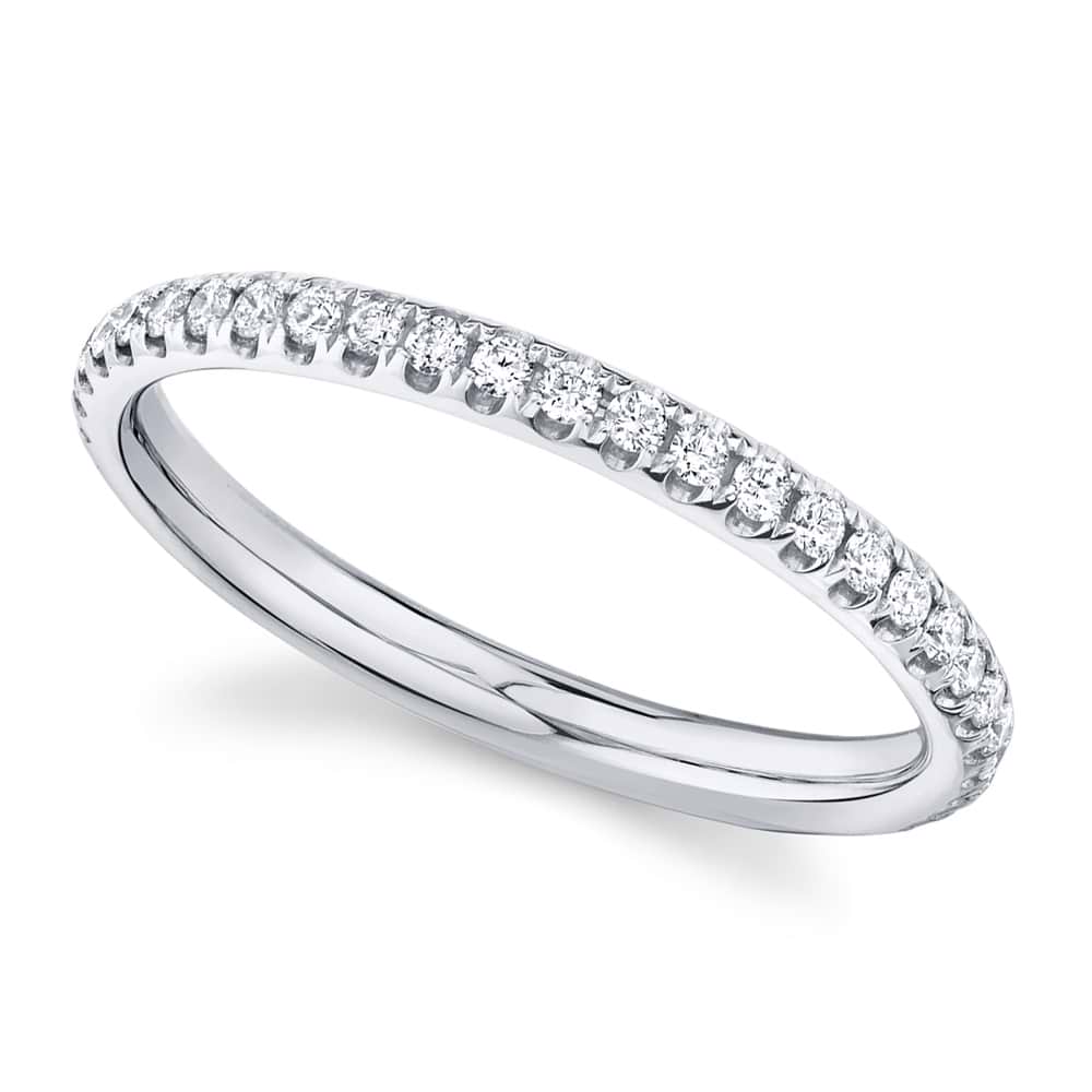 Diamond Accented Half Eternity Wedding Band 14k White Gold (0.40ct)