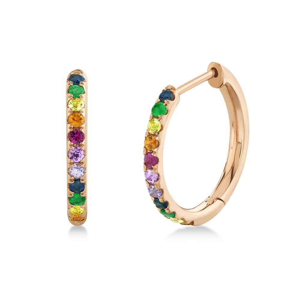 Multicolor Diamond Huggie Earrings 14k Rose Gold (0.32ct)