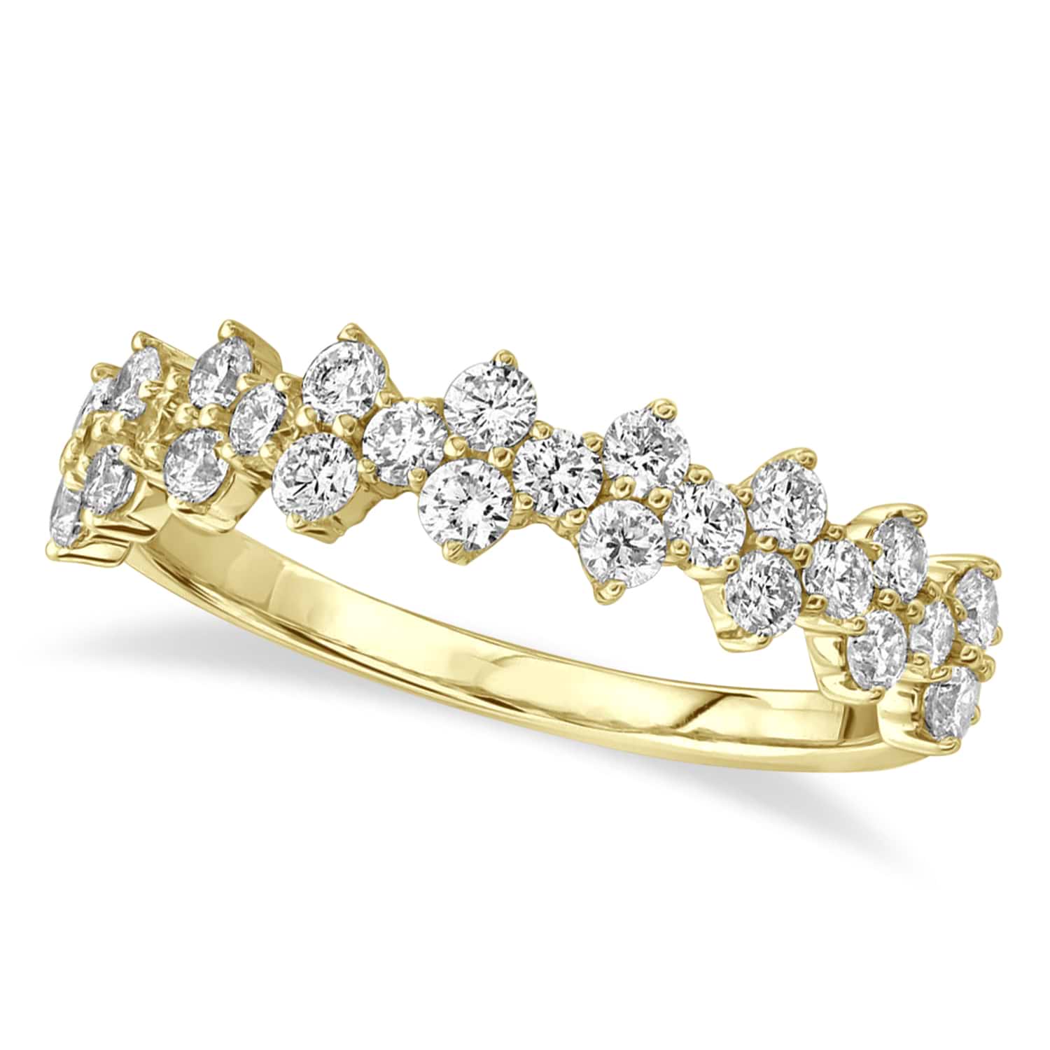 Alternating Vertical Diamonds Anniversary Ring 14K Yellow Gold (0.82ct)