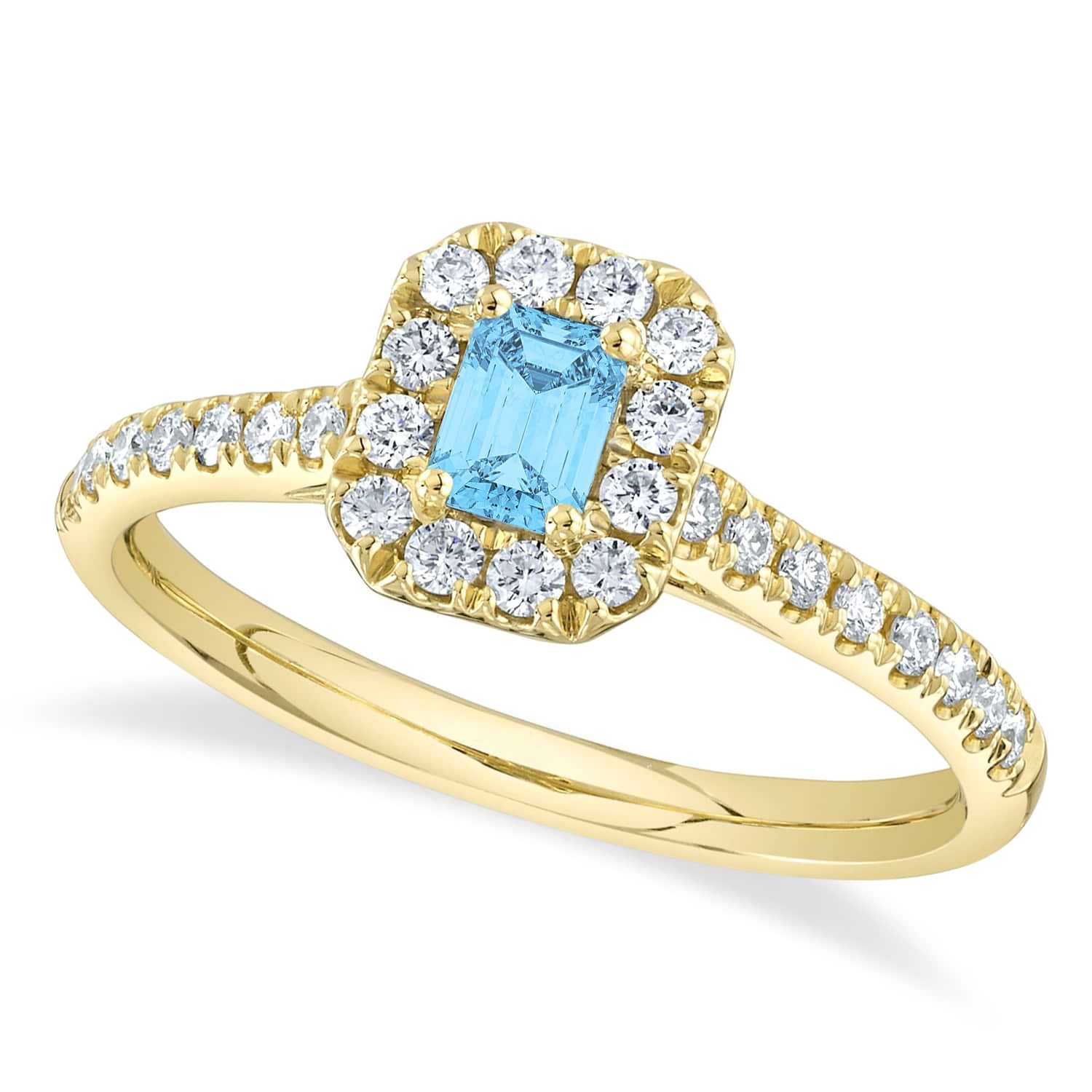 Emerald-Cut Blue Topaz Engagement Ring 14K Yellow Gold (0.69ct)