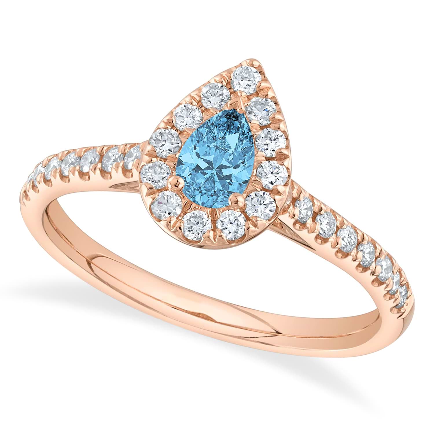 Pear-Cut Blue Topaz Engagement Ring 14K Rose Gold (0.58ct)