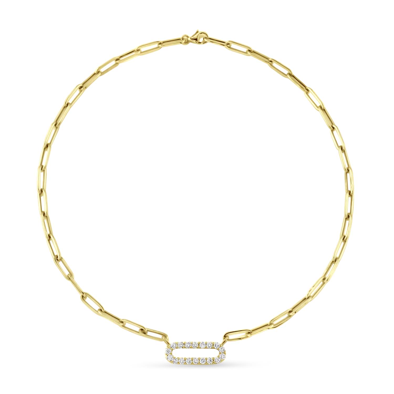 Diamond Paper Clip Link Necklace 14k Yellow Gold (1.77ct)