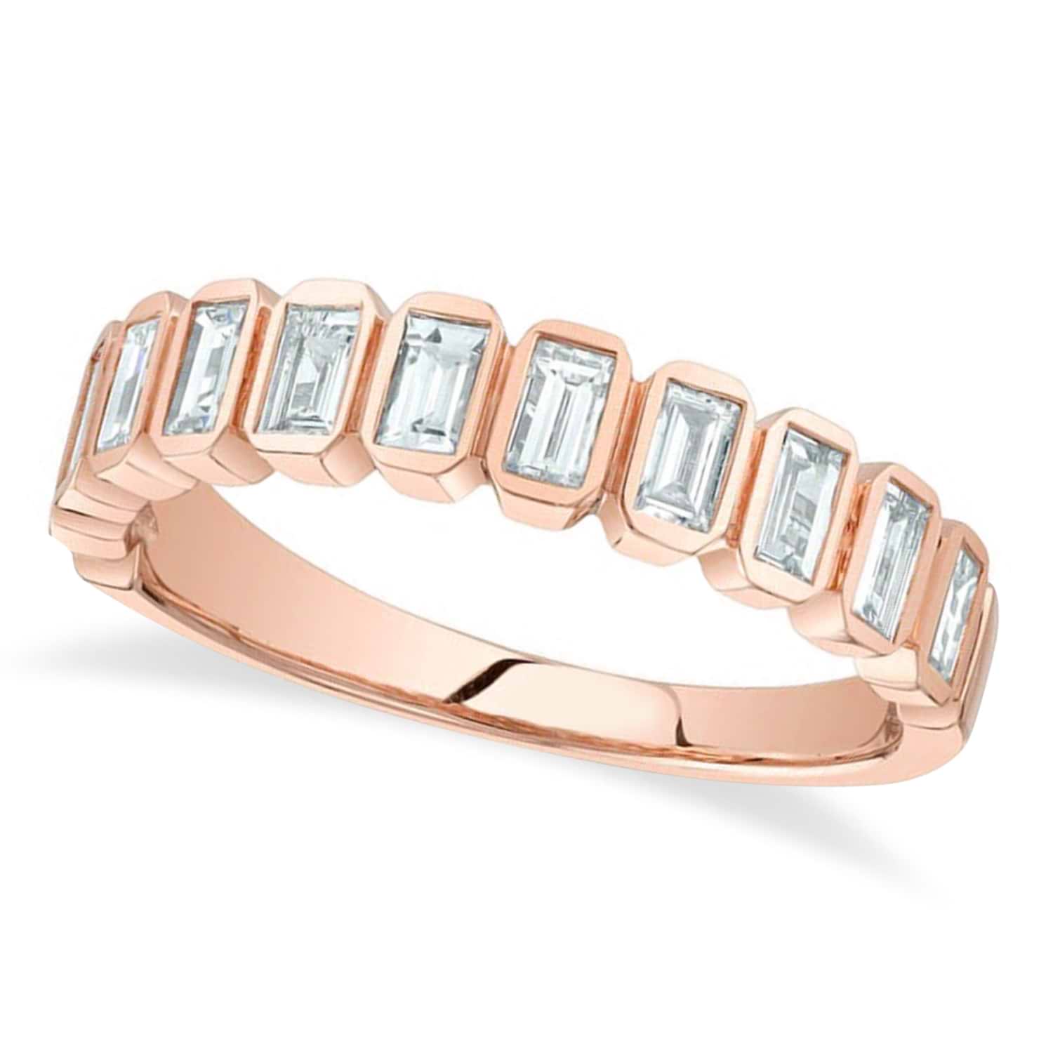 Diamond Baguette Wedding Band Ring 14K Rose Gold (0.78ct)