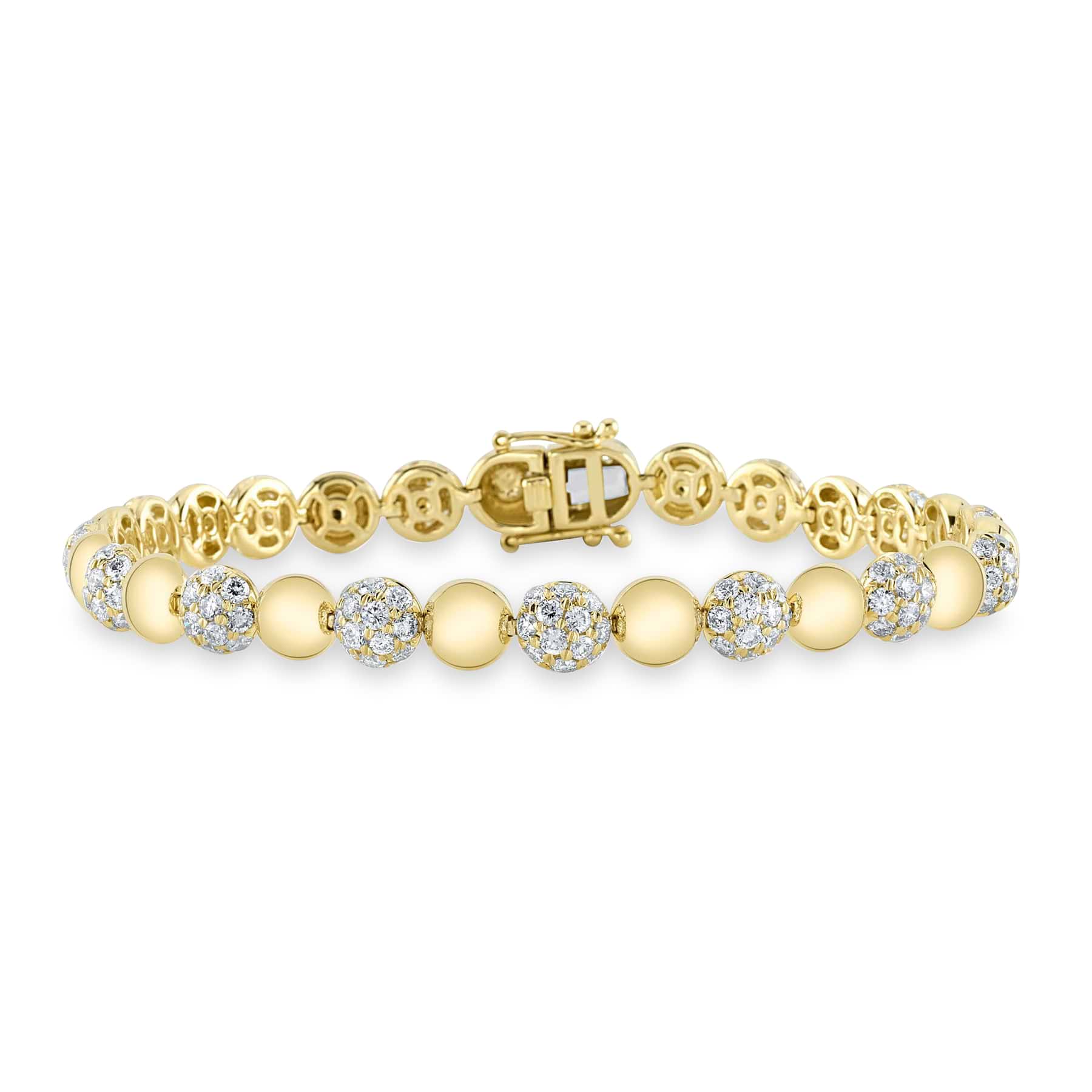 Diamond Circle Ball Bead Bracelet 14K Yellow Gold (4.15ct)
