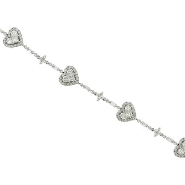 3.90ct 18k White Gold Diamond Fancy Heart Bracelet
