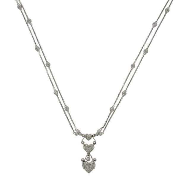 1.17ct 18k White Gold Diamond Heart Necklace