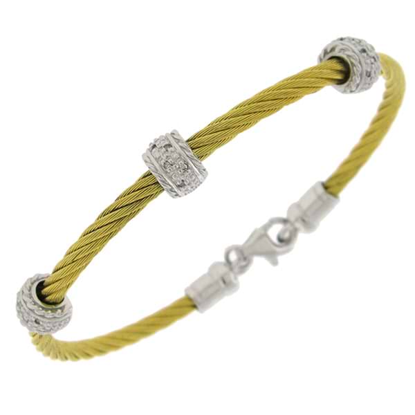 0.05ct Silver/y.st.s Diamond Cable Bangle Bracelet