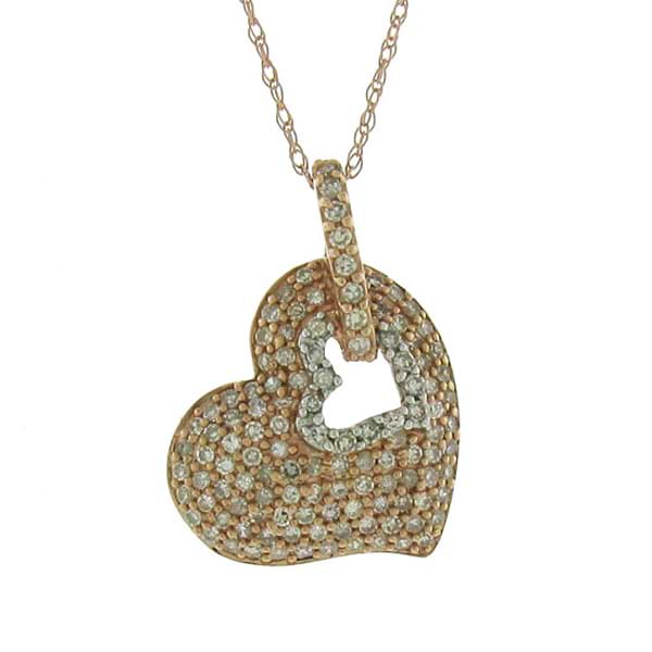 0.56ct 14k Two-tone Diamond Heart Pendant Necklace
